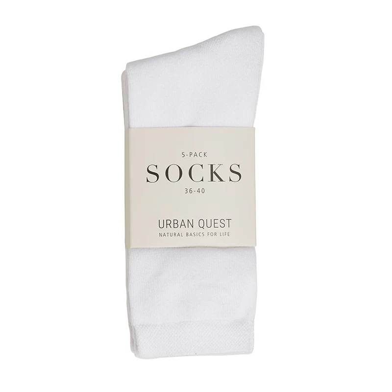 Urban Quest 5-Pack Women Bamboo chaussettes, blanc