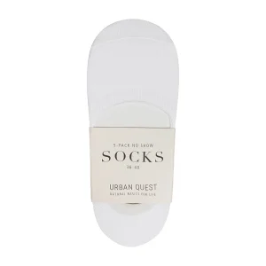 Urban Quest 5-Pack Women Bamboo No Show chaussettes, blanc