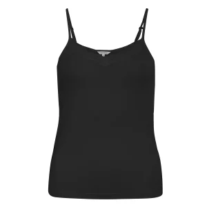Lady Avenue Silk Jersey Camisole Lace top, noir