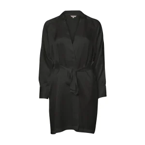 Lady Avenue Pure Silk kimono, noir