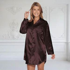 Lady Avenue Satin chemise de nuit, violet