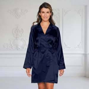 Lady Avenue Satin kimono, bleu