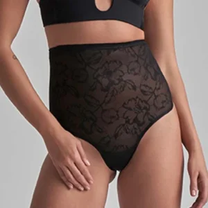 Bye Bra Lacy High Waist Shaping string, noir