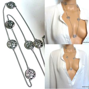 Sautoir Acier inoxydable – Collier long pendentifs ronds