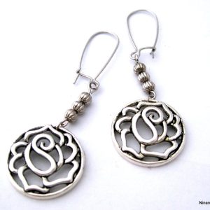 Boucles d&rsquo;oreilles fantaisie métal argenté