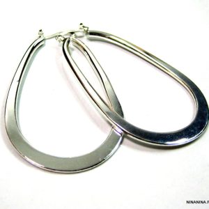 Grandes Creoles ovales femme plaqué Argent