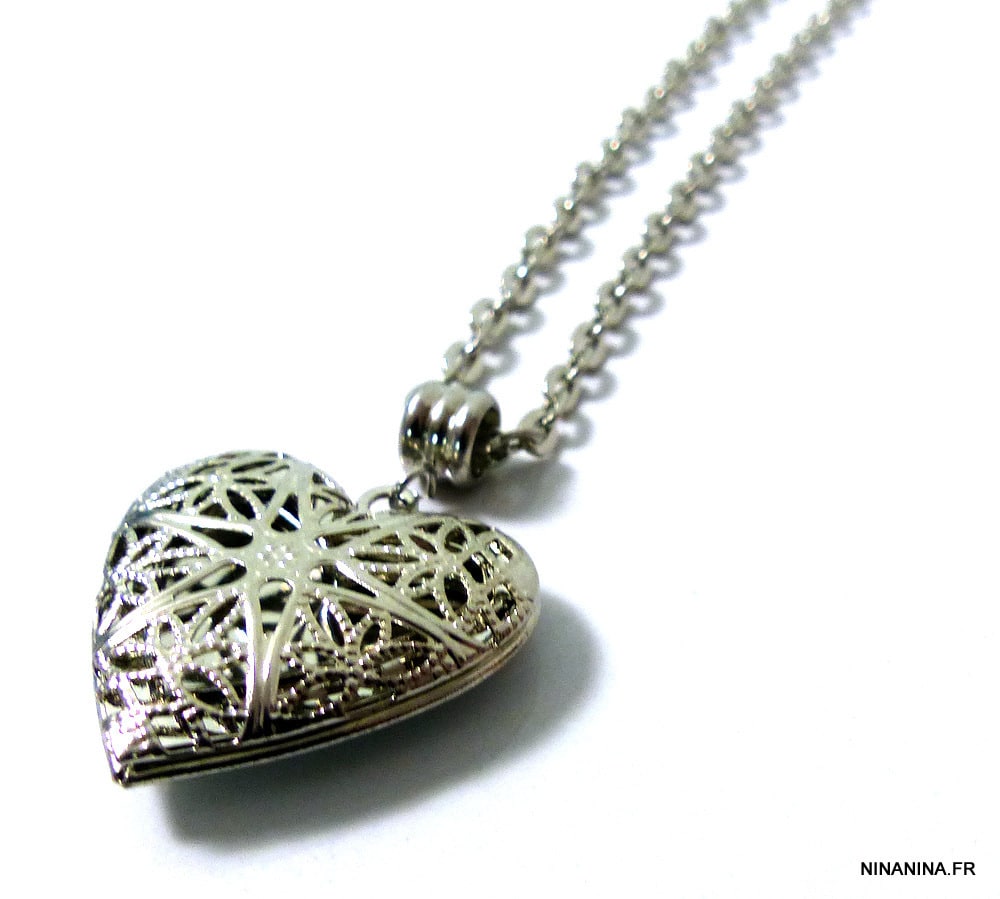 Collier coeur personnalisé photo métal argenté – Image 8