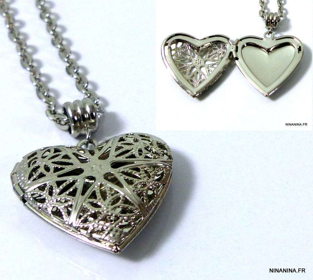 Collier coeur personnalisé photo métal argenté – Image 6