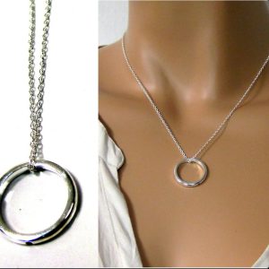 Collier anneau femme sur chaine Plaqué Argent