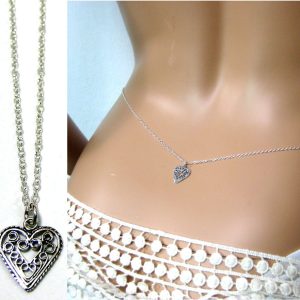 Chaine de taille Argent 925 massif pendentif coeur