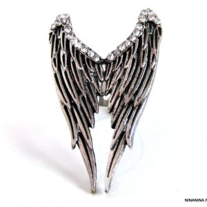 Bague métal argenté ailes d&rsquo;ange