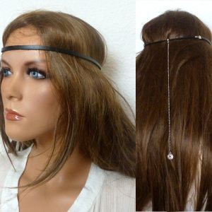 Headband Cuir et Chaine métal argenté