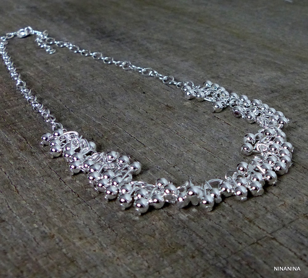 Collier Argent Perles multiples plaquĆ© Argent femme ā Image 3