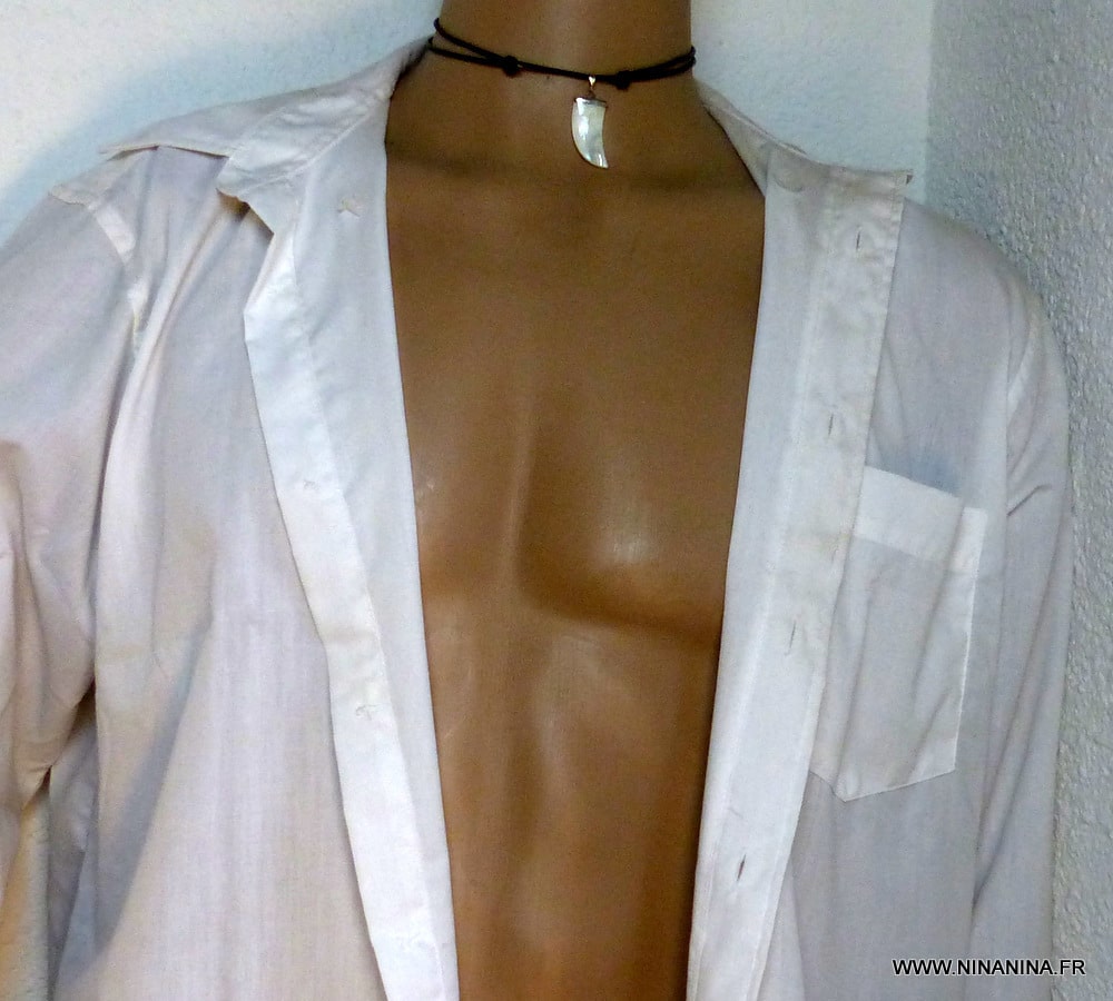 Collier dent de requin cordon cuir Et Nacre – Image 9