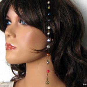 Bijou de cheveux perles d&rsquo;eau douce multicolores