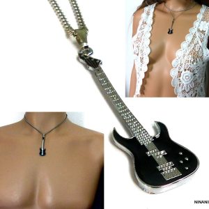 Collier homme guitare bass Acier inoxydable