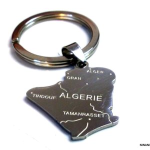 Porte clé homme pendentif carte Algérie Acier