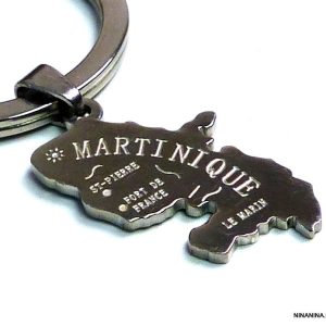 Porte clé homme pendentif carte MARTINIQUE Acier