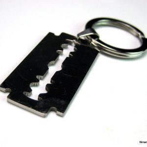 Porte clé homme lame de rasoir Acier inoxydable