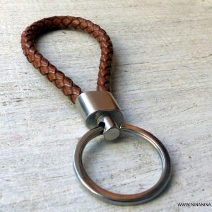 Porte clé homme cuir tressé
