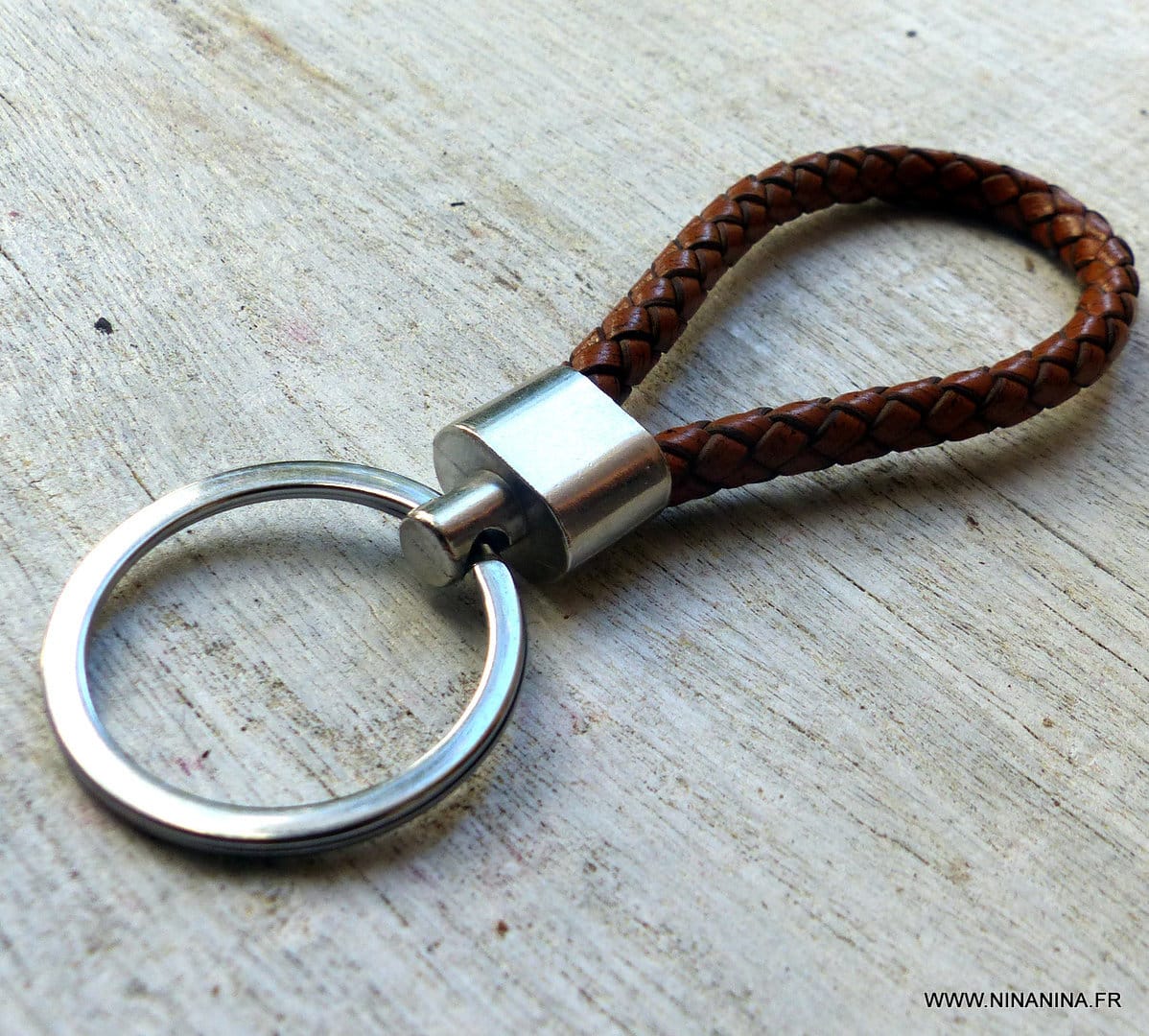 Porte clé homme cuir tressé – Image 5