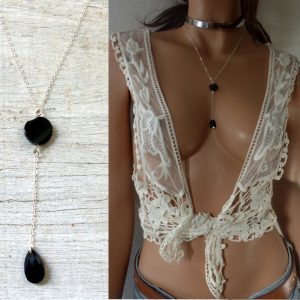 Collier cravate swarovski argent 925 pendentif cristal