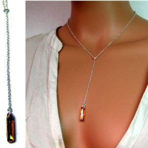 Collier Swarovski pendentif colonne cristal et Argent 925