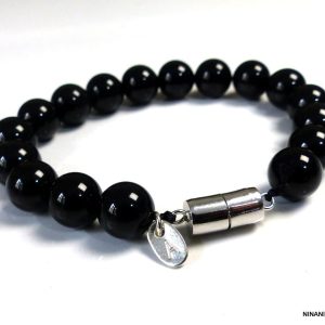 Bracelet homme perle personnalisé Argent 925 massif