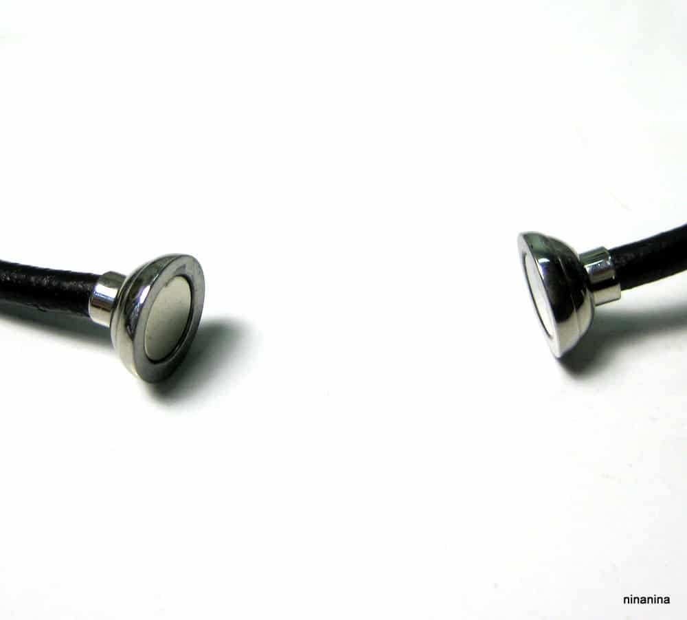 Ras de cou cuir homme fermoir boule aimanté acier – Image 8