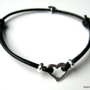 Bracelet Argent 925 massif Cordon Cuir Cur