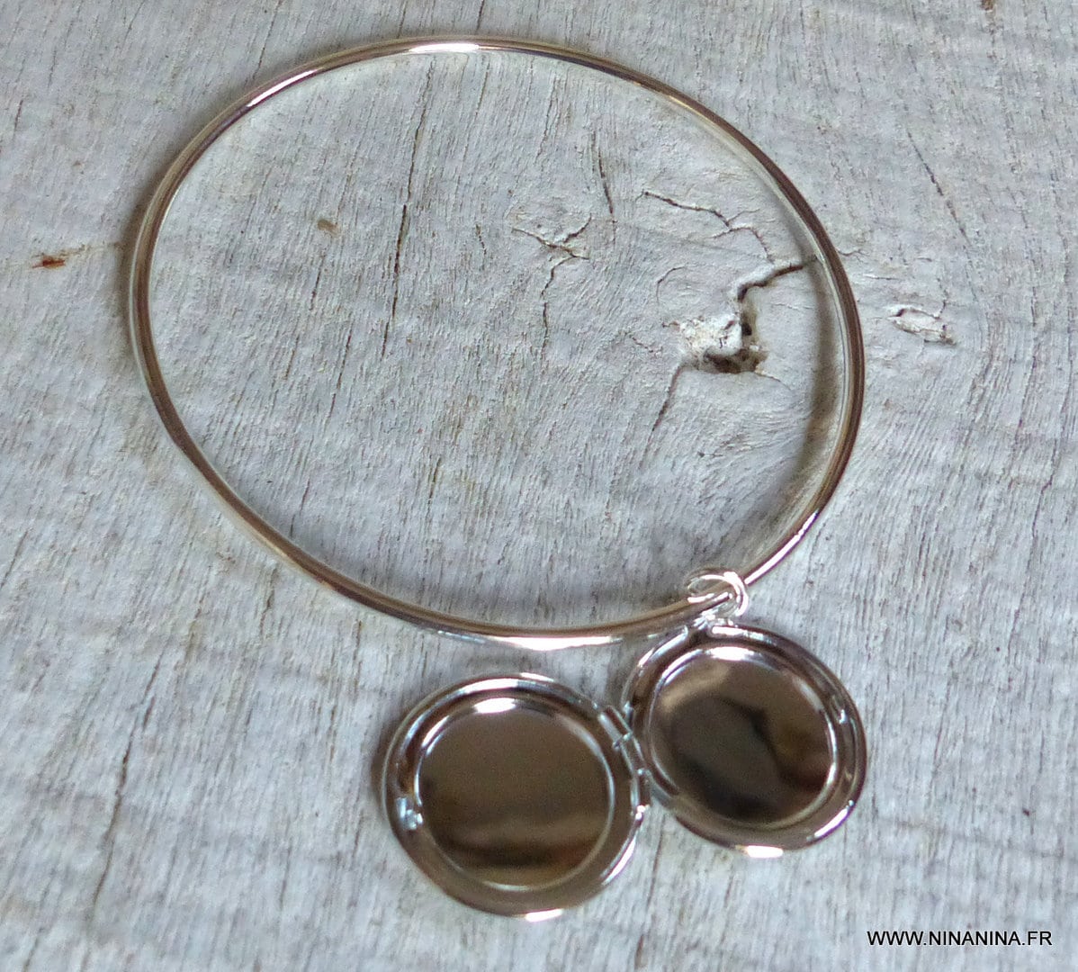 Bracelet jonc Argent plaqué pendentif porte photo – Image 8