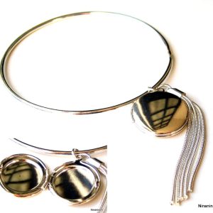 Jonc Argent plaqué pendentif porte photo