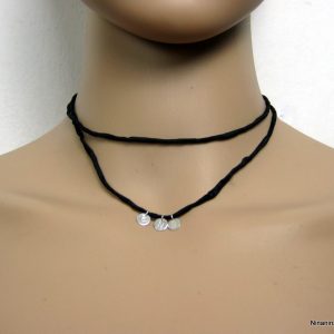 Collier Argent 925 massif et soie personnalisé