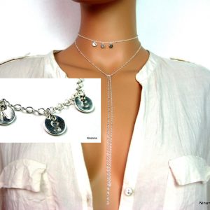 Sautoir personnalisé argent 925 femme – Collier long gravé
