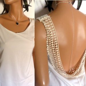 Collier Chaîne de dos coeur plaqué argent