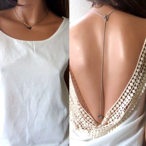 Collier Chaîne de dos coeurs acier inoxydable