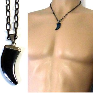 Collier hématite homme pendentif dent de requin
