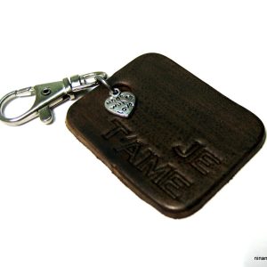 Porte clé homme cuir gravé « JE T’AIME »