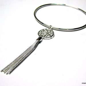 Bracelet jonc pompon plaqué Argent