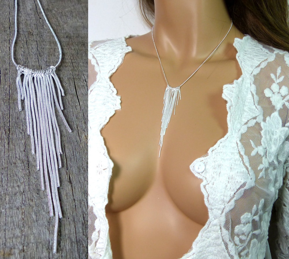 Collier Plastron chainettes Argent Pour femme