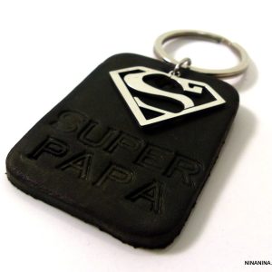 Porte clé superman homme cuir personnalisé texte