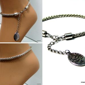 Chaine de cheville tribale femme métal argenté