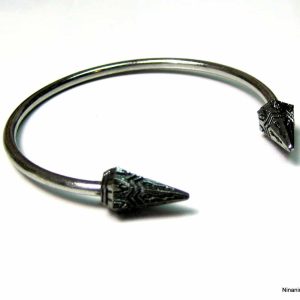 Bracelet ethnique jonc femme flèches métal argenté