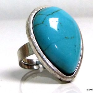 Bague cabochon turquoise ajustable