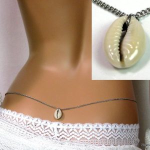 Bijou coquillage cauri Chaine de taille Acier inoxydable
