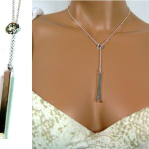 Collier lasso barre plaqué argent
