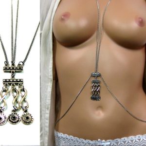 Chaine corps ethnique femme Acier inoxydable argent