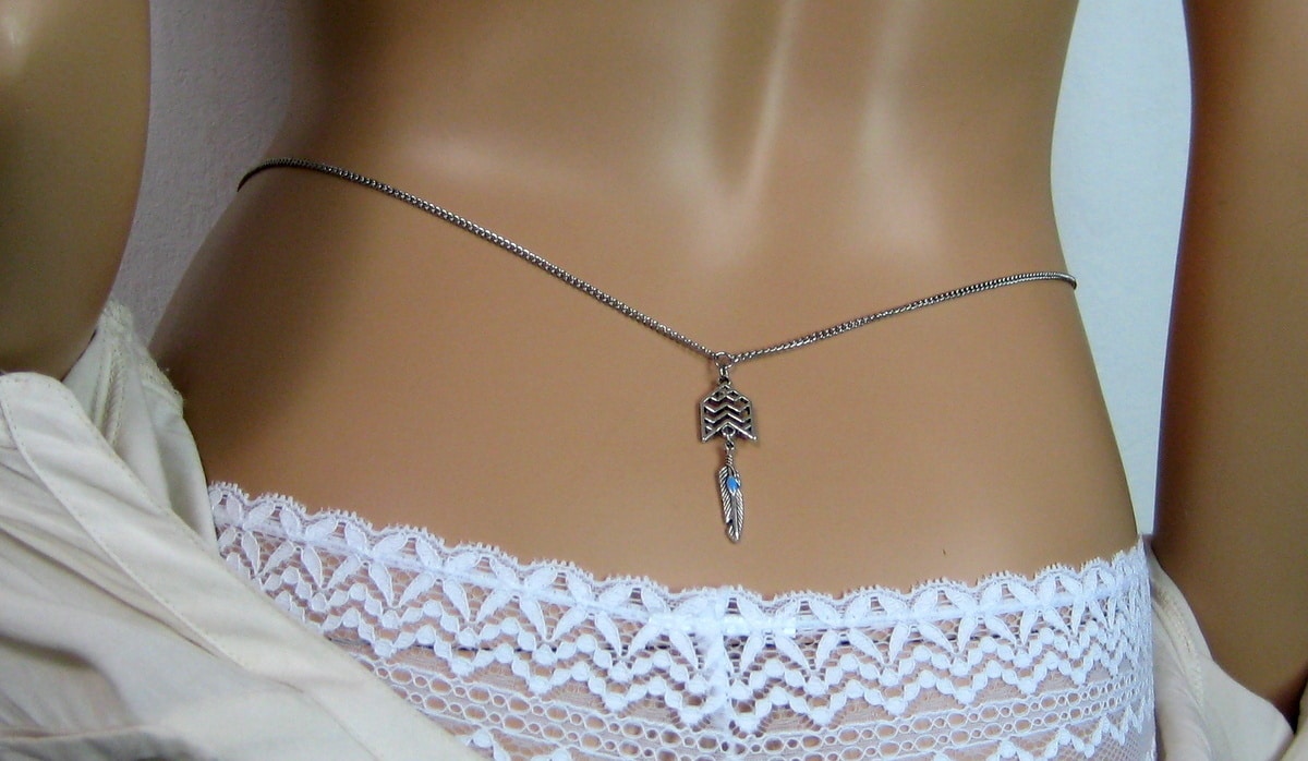 Chaine de taille acier inoxydable pendentif plume – Image 6