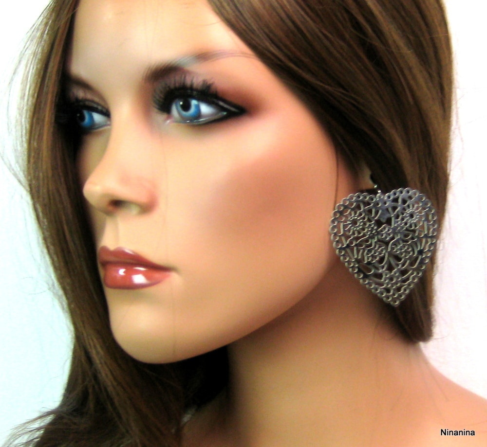 Boucles d’oreilles coeur acier inoxydable – Image 3