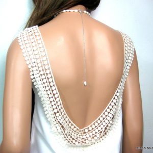 Collier de dos Nacre blanche Et Argent 925 massif